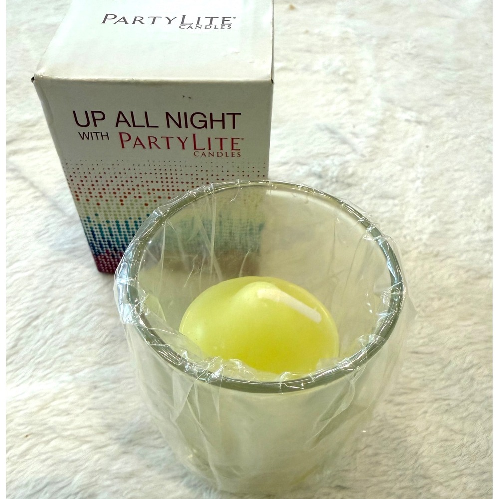 PartyLite Up All Night Votive Set P95657 Glass Holder and Yellow Candle New